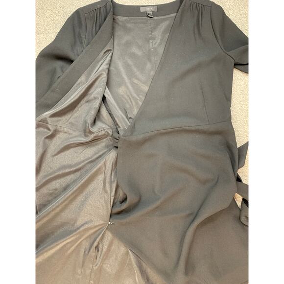 J Crew Crepe Wrap Dress Long Sleeve Career Classic Wardrobe Staple Black Size 0 - Picture 7 of 11